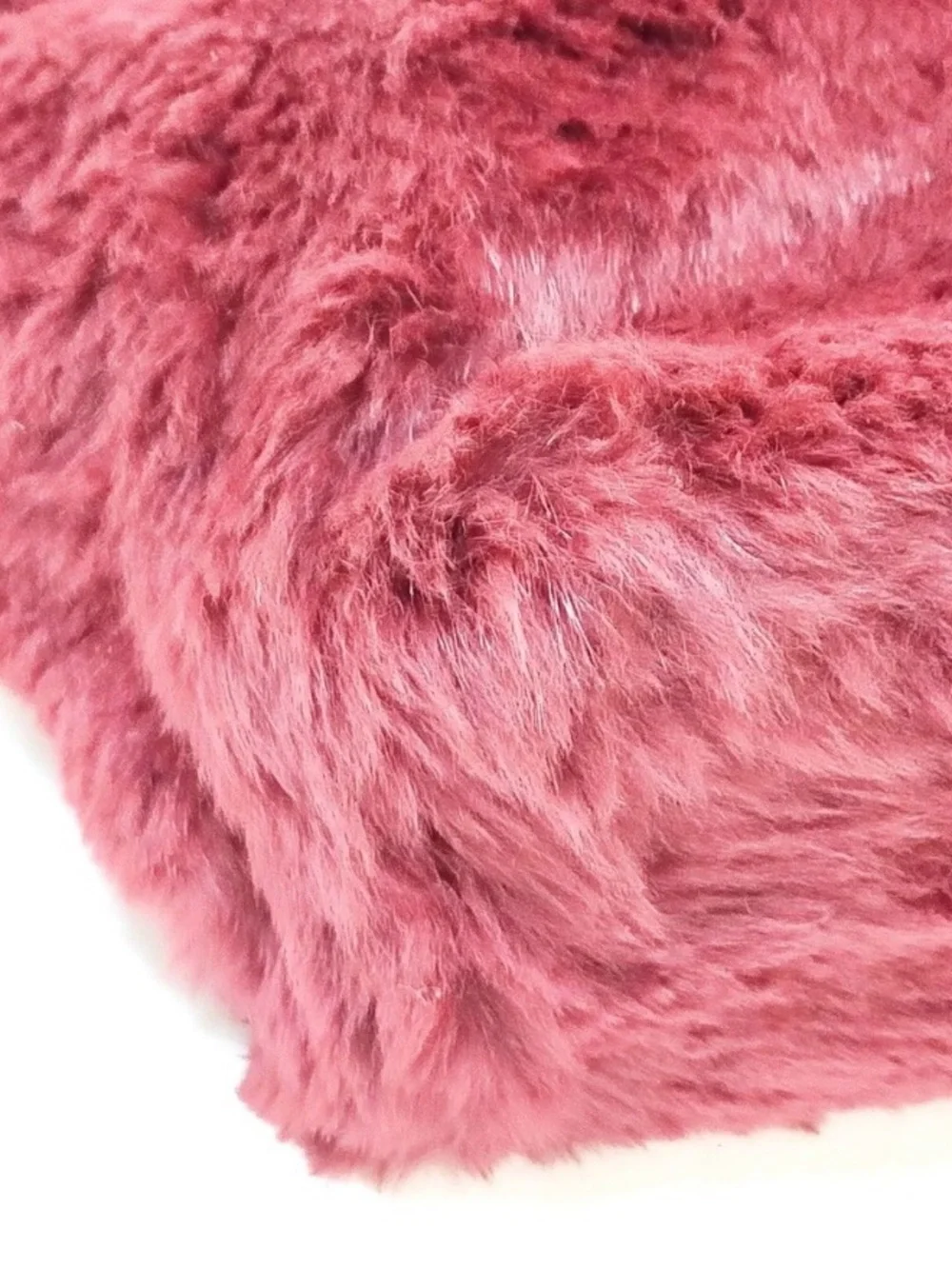 CHANEL Burgundy rabbit Fur Shoulder Bag with Chain Straps large
